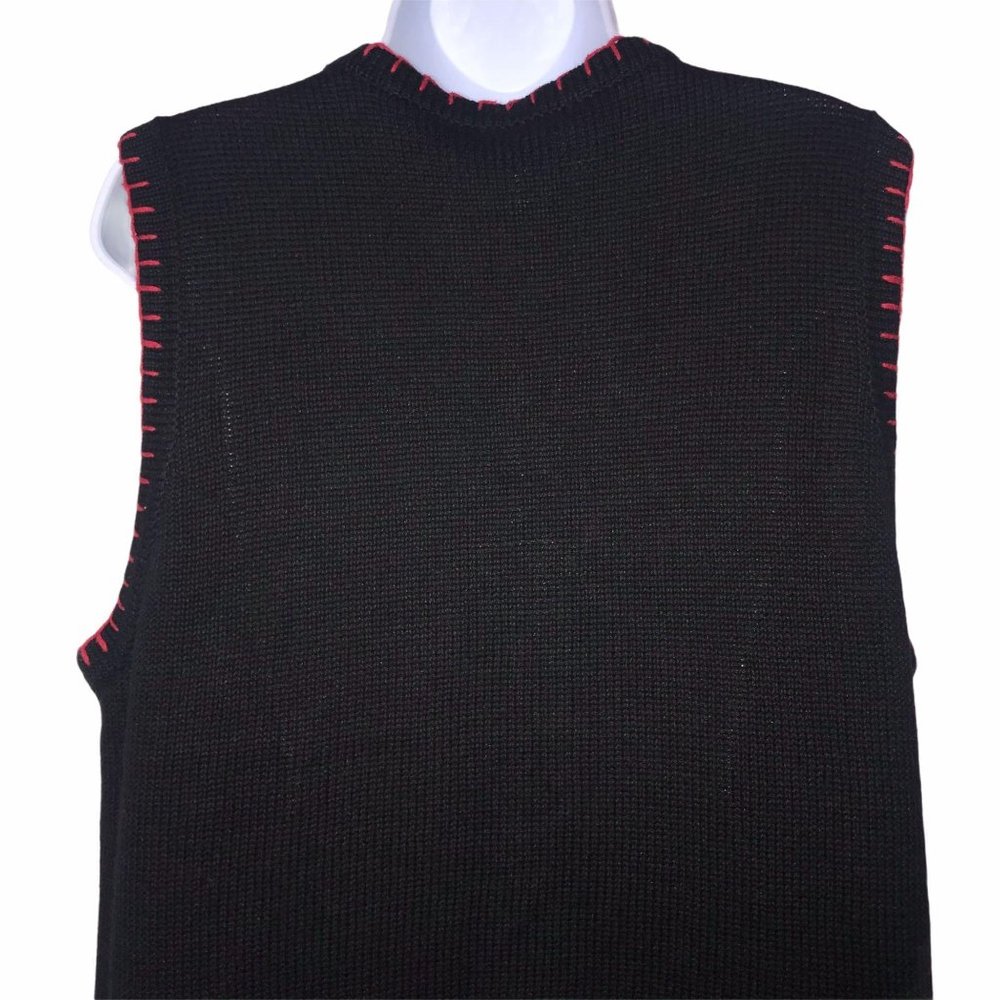 Vintage Ship N’ Shore Poinsettia Ugly Christmas Holiday Cardigan Sweater Vest L - Picture 8 of 9